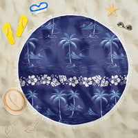 Blue Hawaii Palm Tree Hibiscus Beach Blanket Fantasy Summer Vibe LT01 One Size 150cm Blue - Polynesian Pride