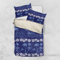 Blue Hawaii Palm Tree Hibiscus Bedding Set Fantasy Summer Vibe LT01 US Twin 172cm x 218cm Blue - Polynesian Pride