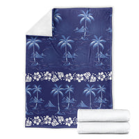 Blue Hawaii Palm Tree Hibiscus Blanket Fantasy Summer Vibe LT01 - Polynesian Pride