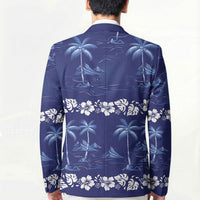 Blue Hawaii Palm Tree Hibiscus Blazer Fantasy Summer Vibe LT01 - Polynesian Pride