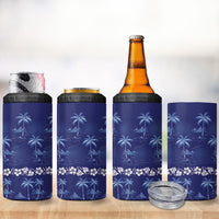 Blue Hawaii Palm Tree Hibiscus 4 in 1 Can Cooler Tumbler Fantasy Summer Vibe LT01 - Polynesian Pride