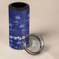 Blue Hawaii Palm Tree Hibiscus 4 in 1 Can Cooler Tumbler Fantasy Summer Vibe LT01 - Polynesian Pride