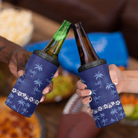 Blue Hawaii Palm Tree Hibiscus 4 in 1 Can Cooler Tumbler Fantasy Summer Vibe LT01 - Polynesian Pride