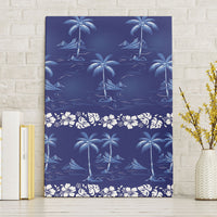 Blue Hawaii Palm Tree Hibiscus Canvas Wall Art Fantasy Summer Vibe LT01 Without Frame Blue - Polynesian Pride