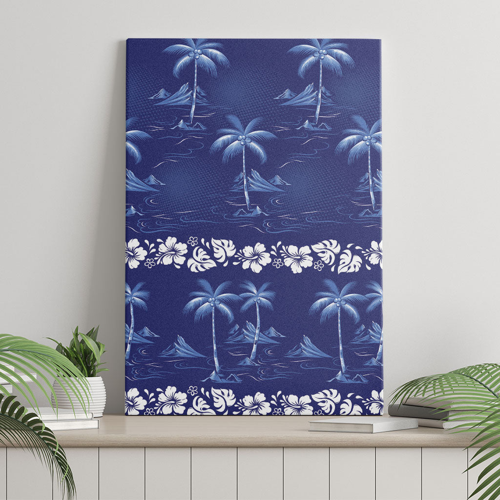 Blue Hawaii Palm Tree Hibiscus Canvas Wall Art Fantasy Summer Vibe LT01 - Polynesian Pride
