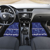Blue Hawaii Palm Tree Hibiscus Car Mats Fantasy Summer Vibe LT01 Set 2pcs - Front Blue - Polynesian Pride