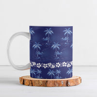 Blue Hawaii Palm Tree Hibiscus Ceramic Mug Fantasy Summer Vibe LT01 Blue - Polynesian Pride
