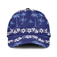 Blue Hawaii Palm Tree Hibiscus Classic Cap Fantasy Summer Vibe LT01 Universal Fit Blue - Polynesian Pride