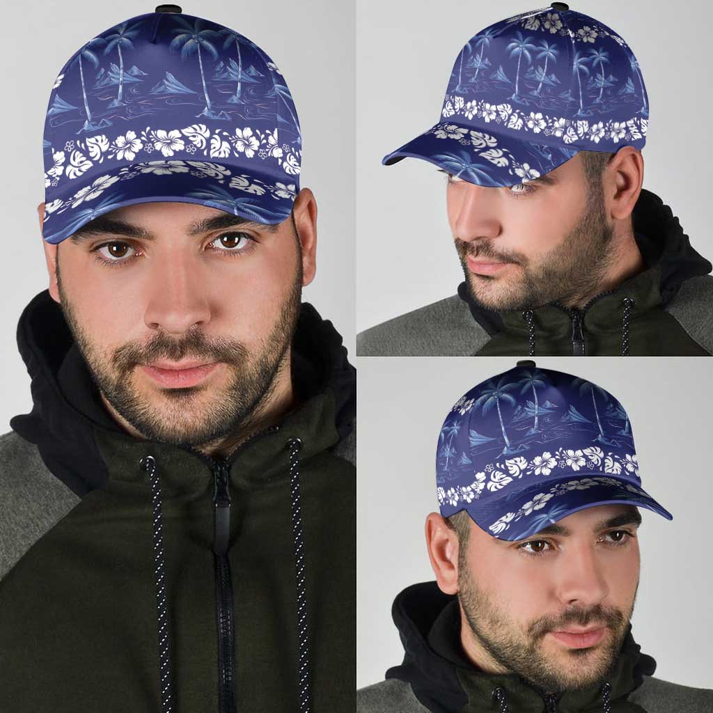 Blue Hawaii Palm Tree Hibiscus Classic Cap Fantasy Summer Vibe LT01 - Polynesian Pride
