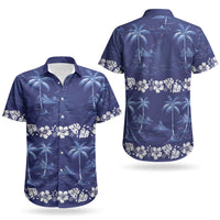 Blue Hawaii Palm Tree Hibiscus Couples Matching Summer Maxi Dress and Hawaiian Shirt Fantasy Summer Vibe LT01 - Polynesian Pride