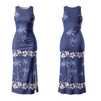 Blue Hawaii Palm Tree Hibiscus Couples Matching Tank Maxi Dress and Hawaiian Shirt Fantasy Summer Vibe LT01 - Polynesian Pride