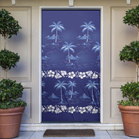 Blue Hawaii Palm Tree Hibiscus Door Cover Fantasy Summer Vibe LT01 Blue - Polynesian Pride