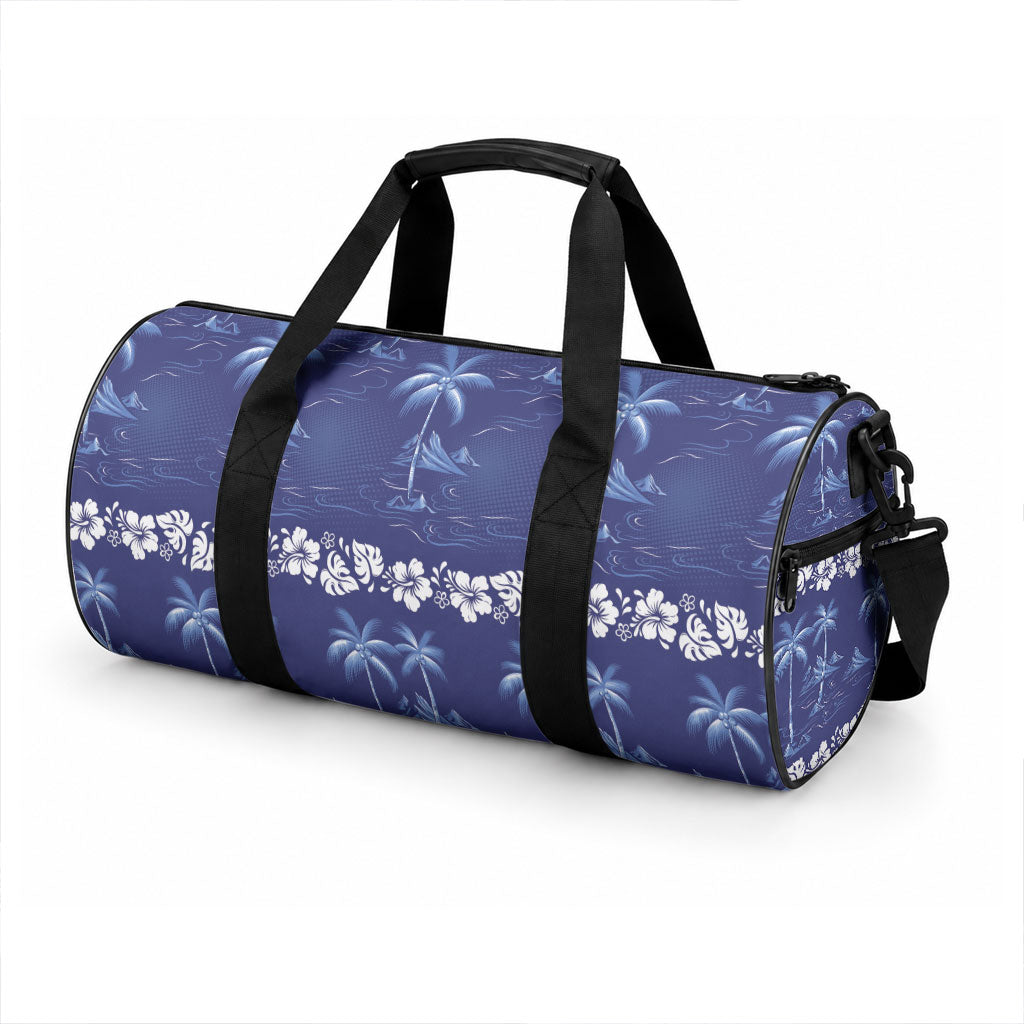 Blue Hawaii Palm Tree Hibiscus Duffle Bag Fantasy Summer Vibe