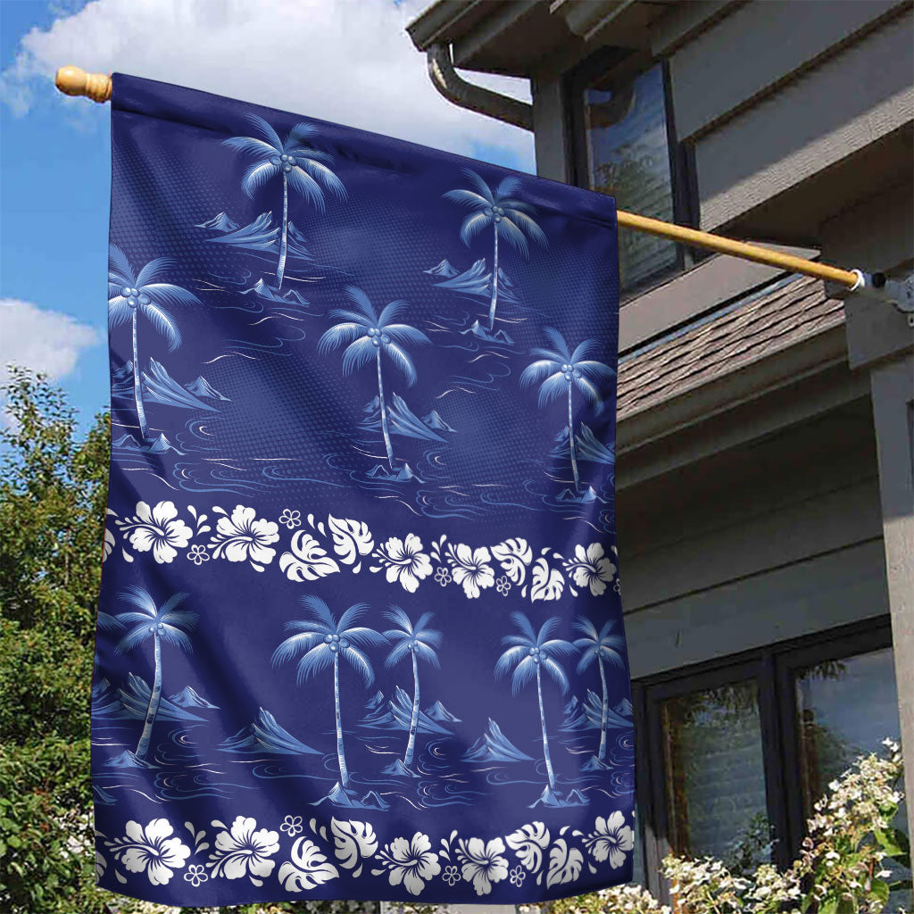 Blue Hawaii Palm Tree Hibiscus Garden Flag Fantasy Summer Vibe LT01 - Polynesian Pride