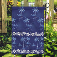 Blue Hawaii Palm Tree Hibiscus Garden Flag Fantasy Summer Vibe LT01 Garden Flag Blue - Polynesian Pride