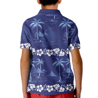 Blue Hawaii Palm Tree Hibiscus Kid Polo Shirt Fantasy Summer Vibe LT01 - Polynesian Pride