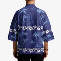 Blue Hawaii Palm Tree Hibiscus Kimono Fantasy Summer Vibe LT01 - Polynesian Pride