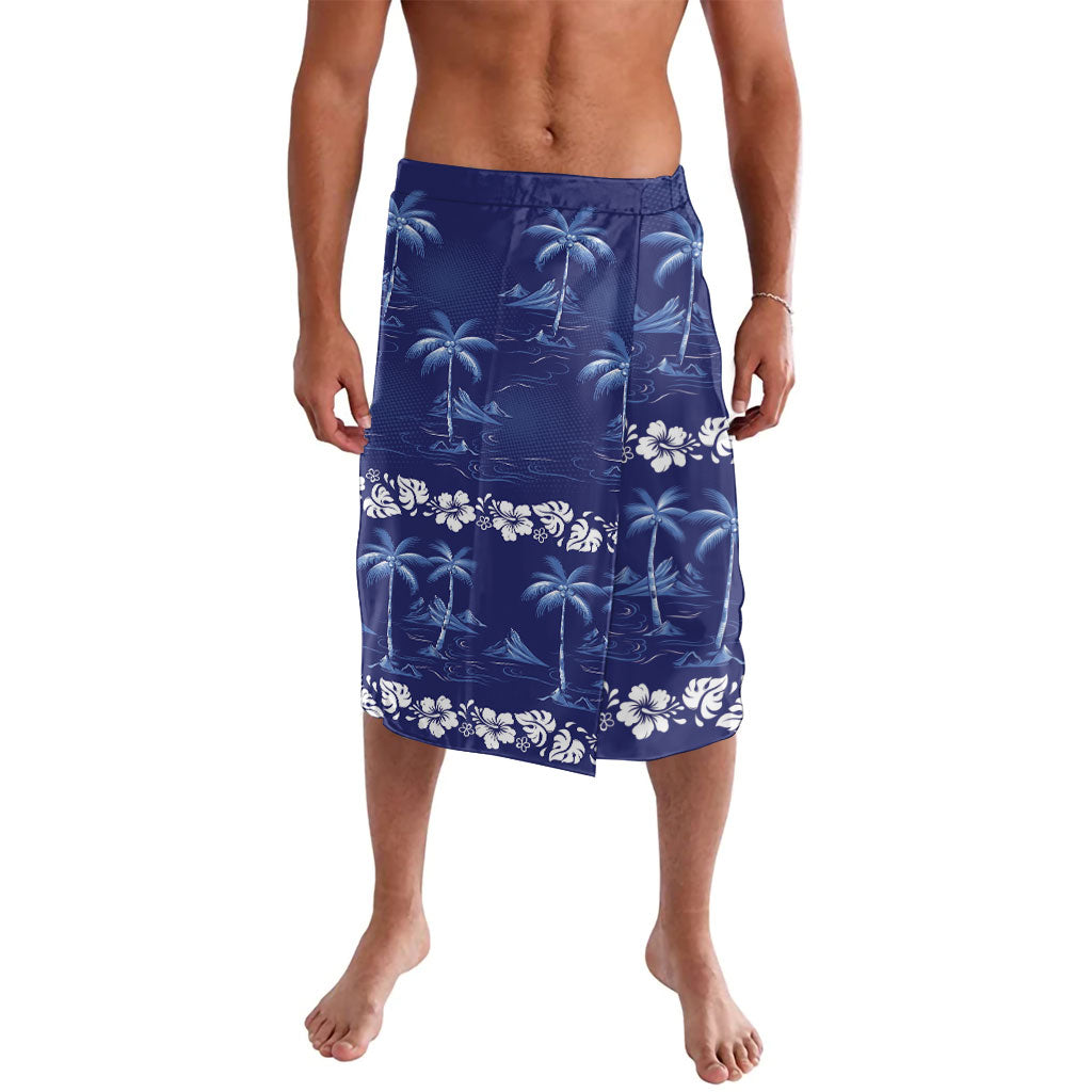 Blue Hawaii Palm Tree Hibiscus Lavalava Fantasy Summer Vibe LT01 Blue - Polynesian Pride