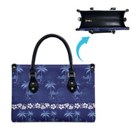Blue Hawaii Palm Tree Hibiscus Leather Bag Fantasy Summer Vibe LT01 - Polynesian Pride