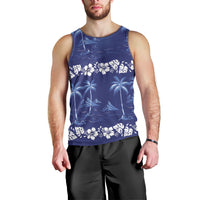 Blue Hawaii Palm Tree Hibiscus Men Tank Top Fantasy Summer Vibe LT01 - Polynesian Pride