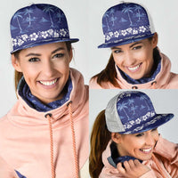 Blue Hawaii Palm Tree Hibiscus Mesh Trucker Cap Fantasy Summer Vibe LT01 - Polynesian Pride