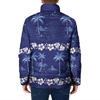 Blue Hawaii Palm Tree Hibiscus Padded Jacket Fantasy Summer Vibe LT01 - Polynesian Pride