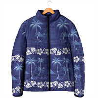 Blue Hawaii Palm Tree Hibiscus Padded Jacket Fantasy Summer Vibe LT01 - Polynesian Pride