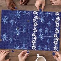 Blue Hawaii Palm Tree Hibiscus Puzzle Fantasy Summer Vibe LT01 - Polynesian Pride
