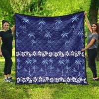 Blue Hawaii Palm Tree Hibiscus Quilt Fantasy Summer Vibe LT01 - Polynesian Pride