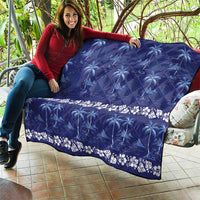Blue Hawaii Palm Tree Hibiscus Quilt Fantasy Summer Vibe LT01 - Polynesian Pride