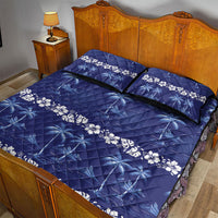 Blue Hawaii Palm Tree Hibiscus Quilt Bed Set Fantasy Summer Vibe LT01 - Polynesian Pride