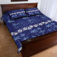 Blue Hawaii Palm Tree Hibiscus Quilt Bed Set Fantasy Summer Vibe LT01 - Polynesian Pride