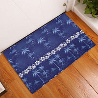 Blue Hawaii Palm Tree Hibiscus Rubber Doormat Fantasy Summer Vibe LT01 - Polynesian Pride