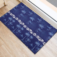 Blue Hawaii Palm Tree Hibiscus Rubber Doormat Fantasy Summer Vibe LT01 - Polynesian Pride