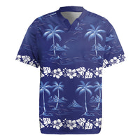Blue Hawaii Palm Tree Hibiscus Rugby Jersey Fantasy Summer Vibe LT01 Blue - Polynesian Pride