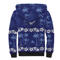 Blue Hawaii Palm Tree Hibiscus Sherpa Hoodie Fantasy Summer Vibe LT01 - Polynesian Pride