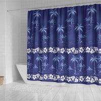 Blue Hawaii Palm Tree Hibiscus Shower Curtain Fantasy Summer Vibe LT01 - Polynesian Pride