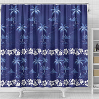 Blue Hawaii Palm Tree Hibiscus Shower Curtain Fantasy Summer Vibe LT01 - Polynesian Pride
