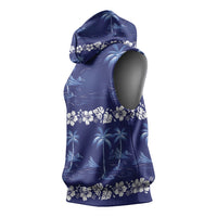 Blue Hawaii Palm Tree Hibiscus Sleeveless Hoodie Fantasy Summer Vibe LT01 - Polynesian Pride