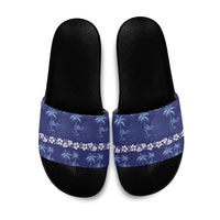 Blue Hawaii Palm Tree Hibiscus Slide Sandals Fantasy Summer Vibe LT01 Blue - Polynesian Pride