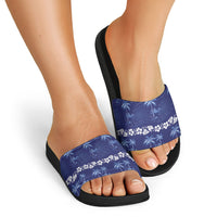Blue Hawaii Palm Tree Hibiscus Slide Sandals Fantasy Summer Vibe LT01 - Polynesian Pride