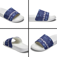 Blue Hawaii Palm Tree Hibiscus Slide Sandals Fantasy Summer Vibe LT01 - Polynesian Pride