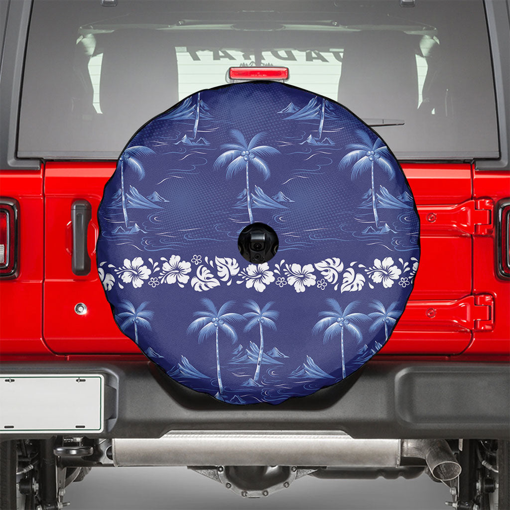 Blue Hawaii Palm Tree Hibiscus Spare Tire Cover Fantasy Summer Vibe LT01 - Polynesian Pride