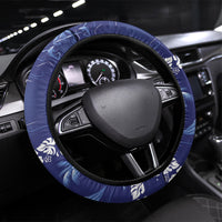 Blue Hawaii Palm Tree Hibiscus Steering Wheel Cover Fantasy Summer Vibe LT01 Universal Fit Blue - Polynesian Pride