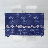 Blue Hawaii Palm Tree Hibiscus Tablecloth Fantasy Summer Vibe LT01 Blue - Polynesian Pride