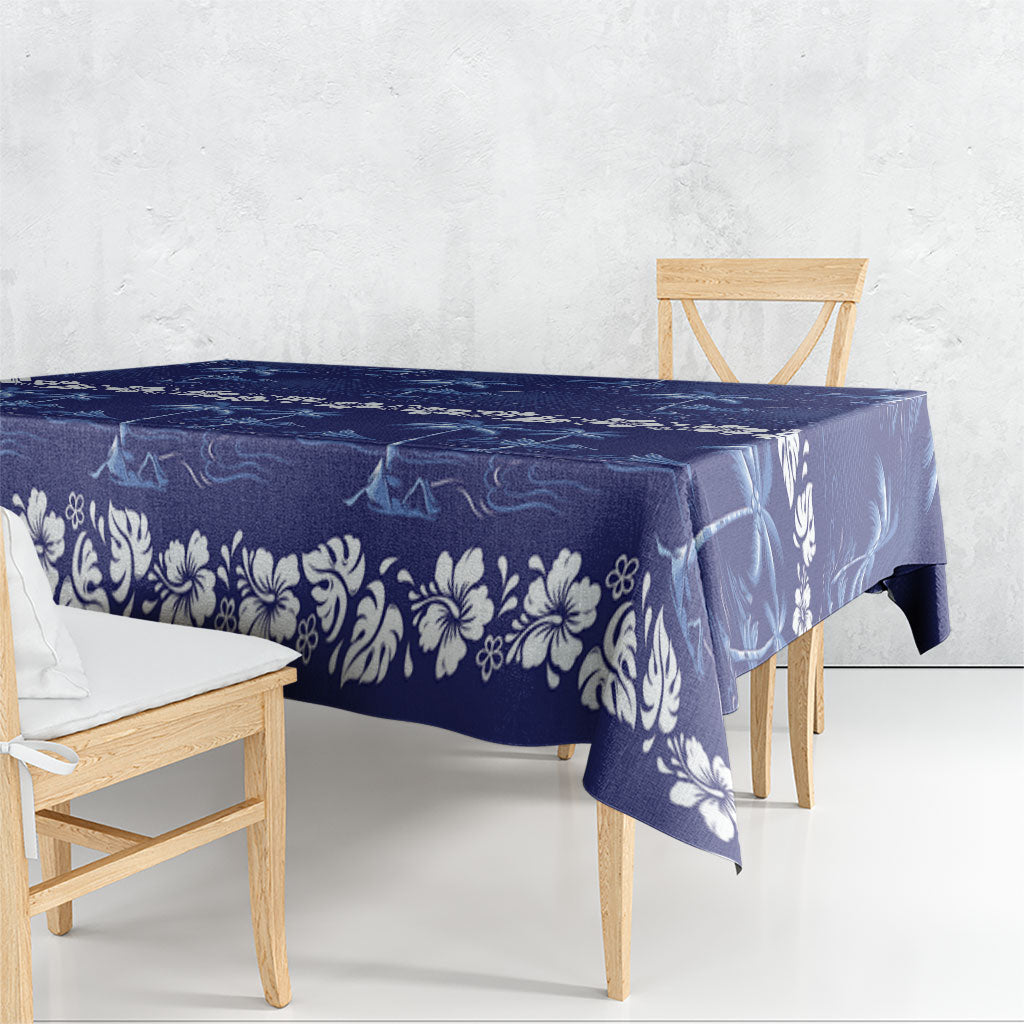 Blue Hawaii Palm Tree Hibiscus Tablecloth Fantasy Summer Vibe LT01 - Polynesian Pride