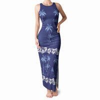 Blue Hawaii Palm Tree Hibiscus Tank Maxi Dress Fantasy Summer Vibe LT01 Women Blue - Polynesian Pride