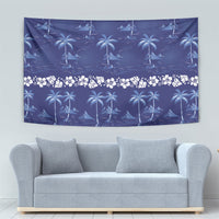 Blue Hawaii Palm Tree Hibiscus Tapestry Fantasy Summer Vibe LT01 - Polynesian Pride
