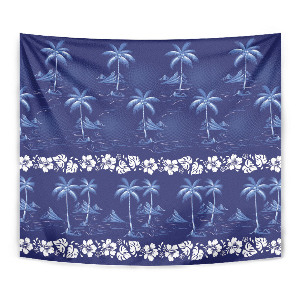 Blue Hawaii Palm Tree Hibiscus Tapestry Fantasy Summer Vibe LT01 - Polynesian Pride