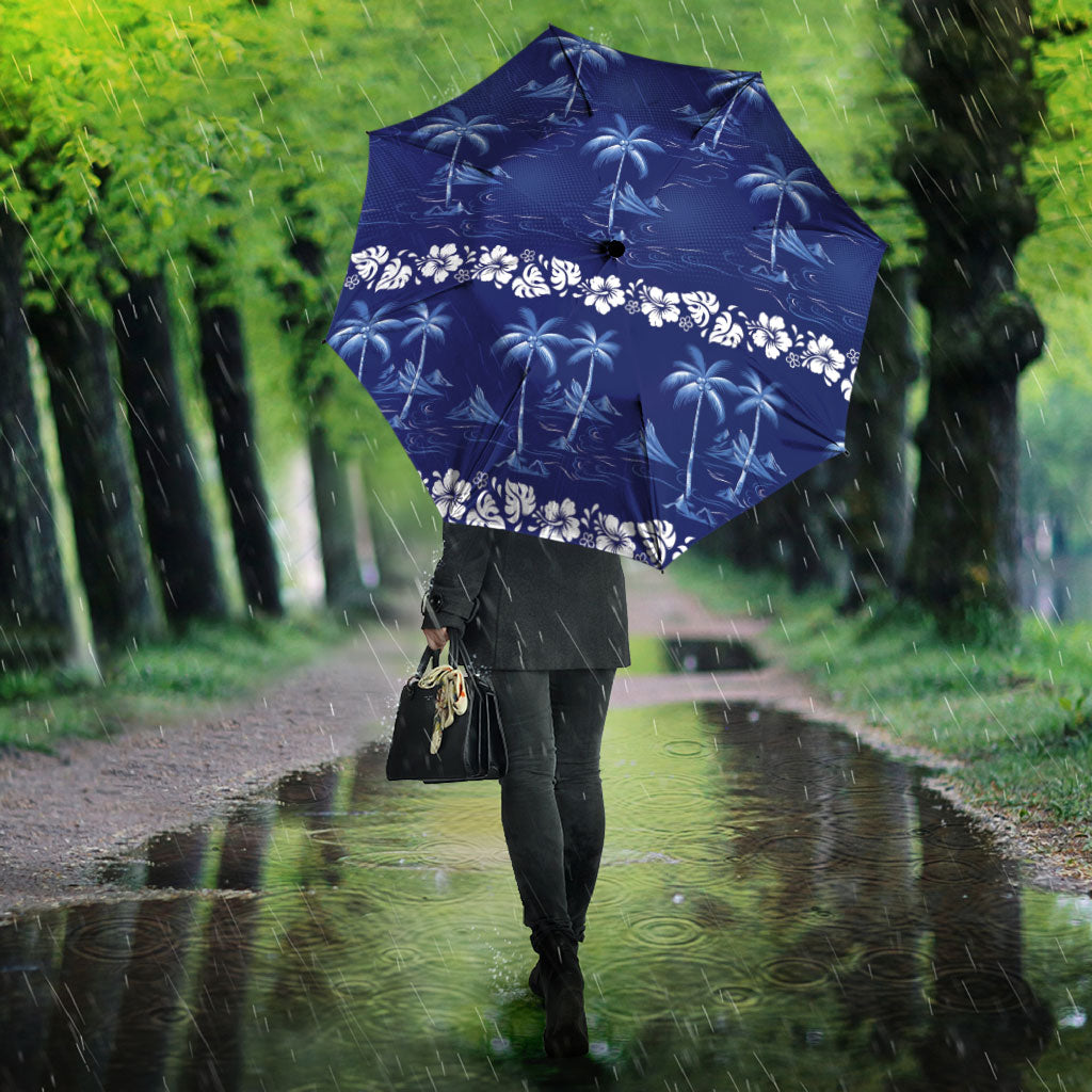 Blue Hawaii Palm Tree Hibiscus Umbrella Fantasy Summer Vibe LT01 - Polynesian Pride